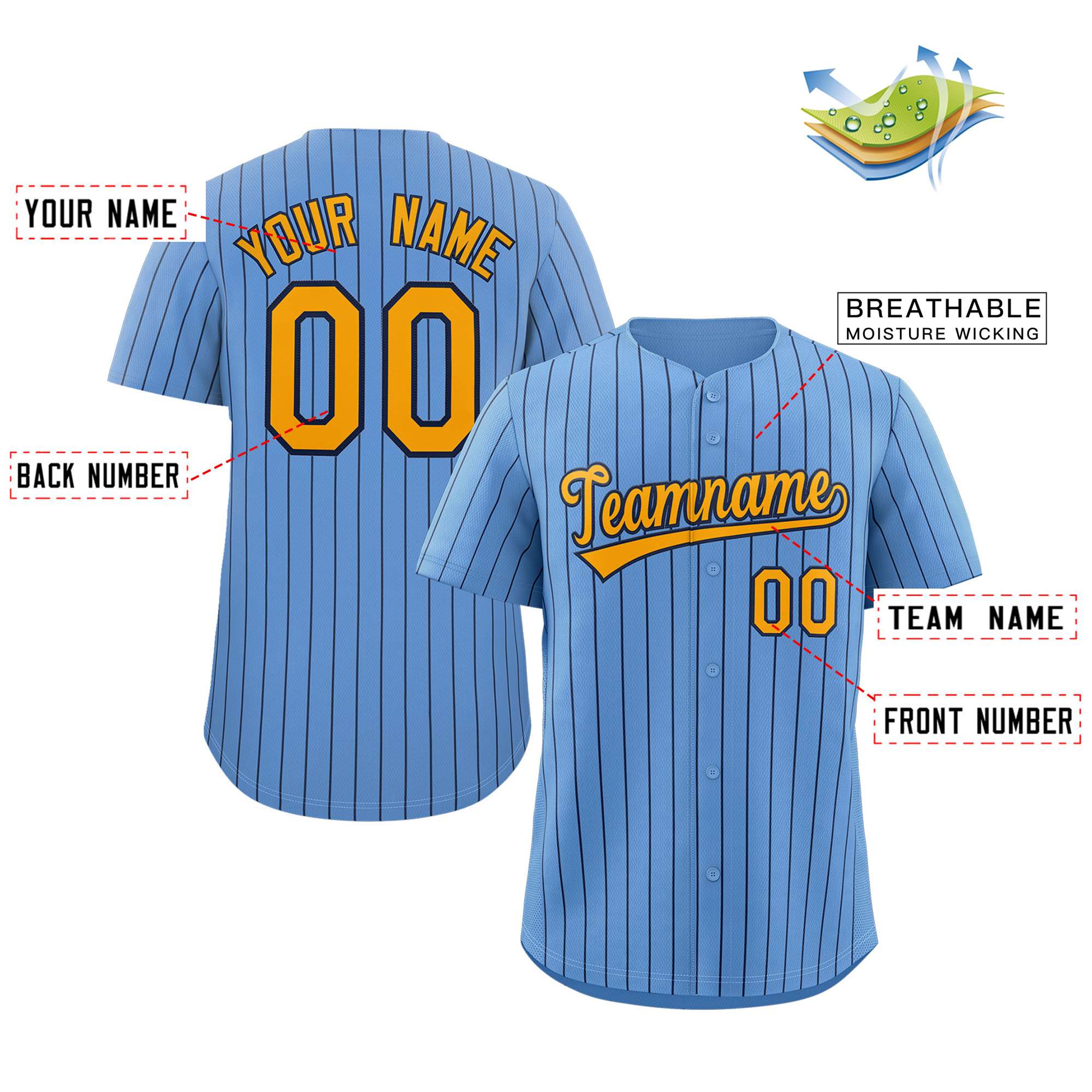 Custom Mens Personalized Pinstripe Baseball Jersey Team Sport Uniforms