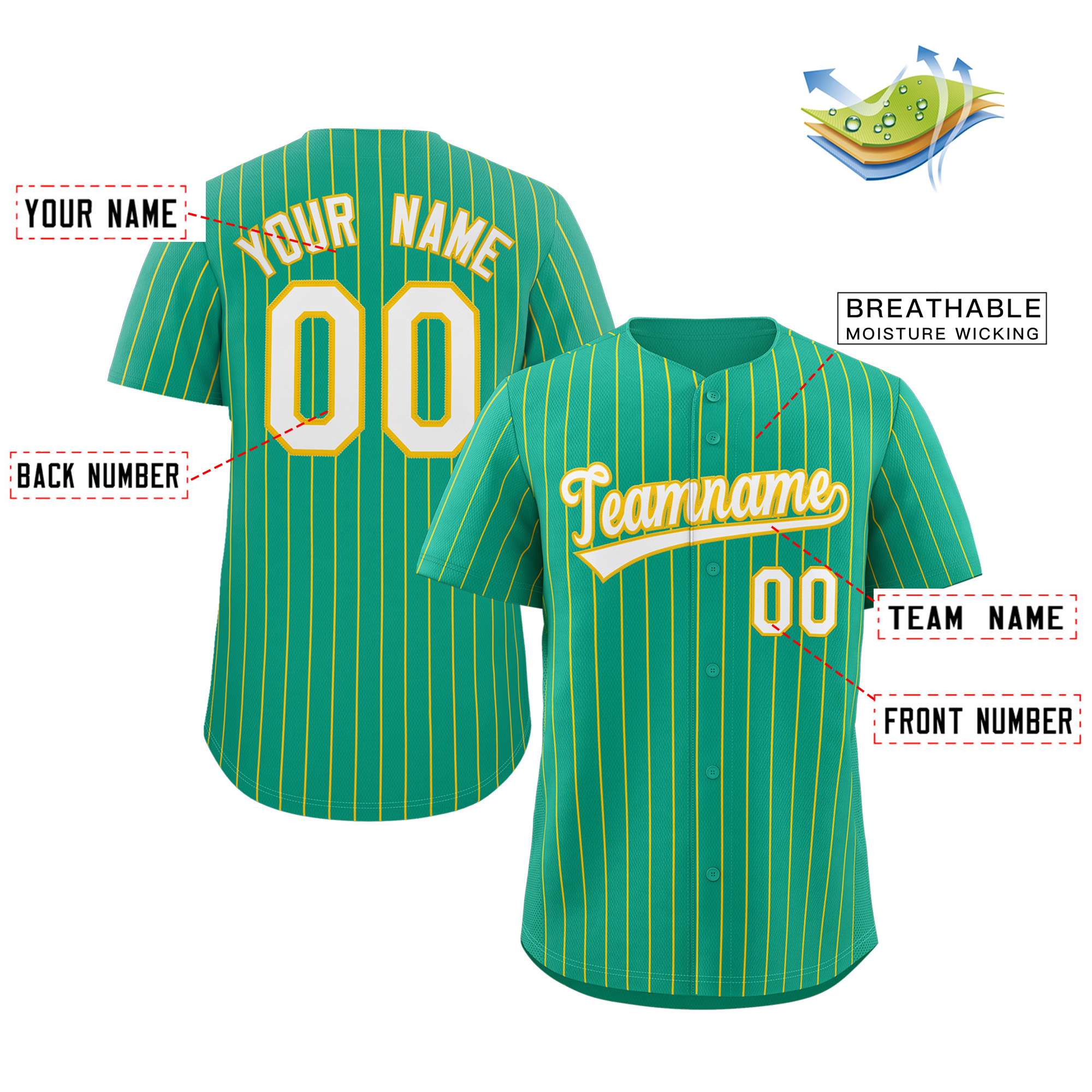 Custom Pinstripe Baseball Jerseys and Button-Down Shirts for Team Sports