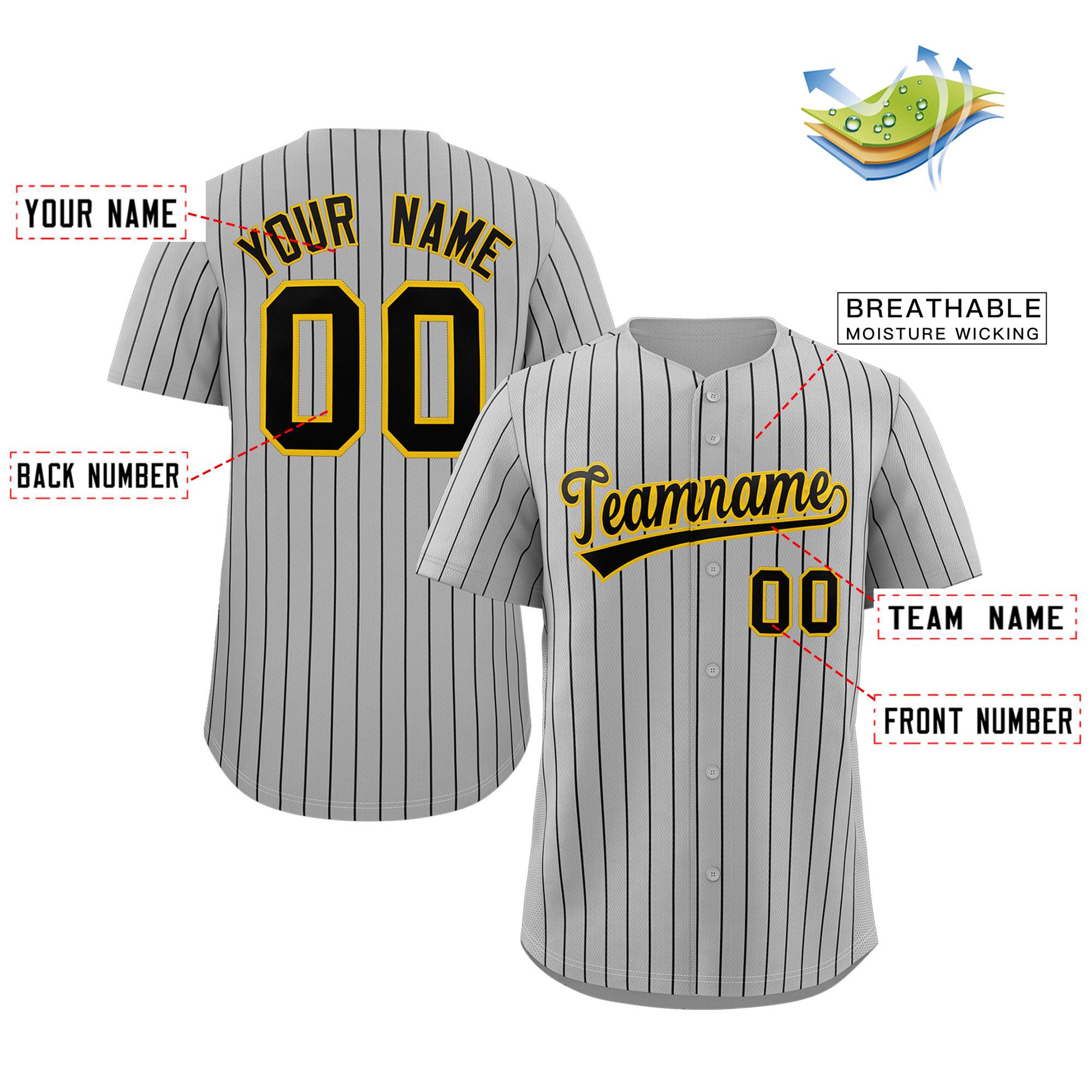 Custom Mens Personalized Pinstripe Baseball Jersey Team Sport Uniforms