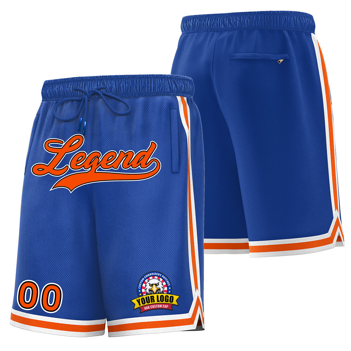 Custom Royal Orange-White Basketball Shorts Main image