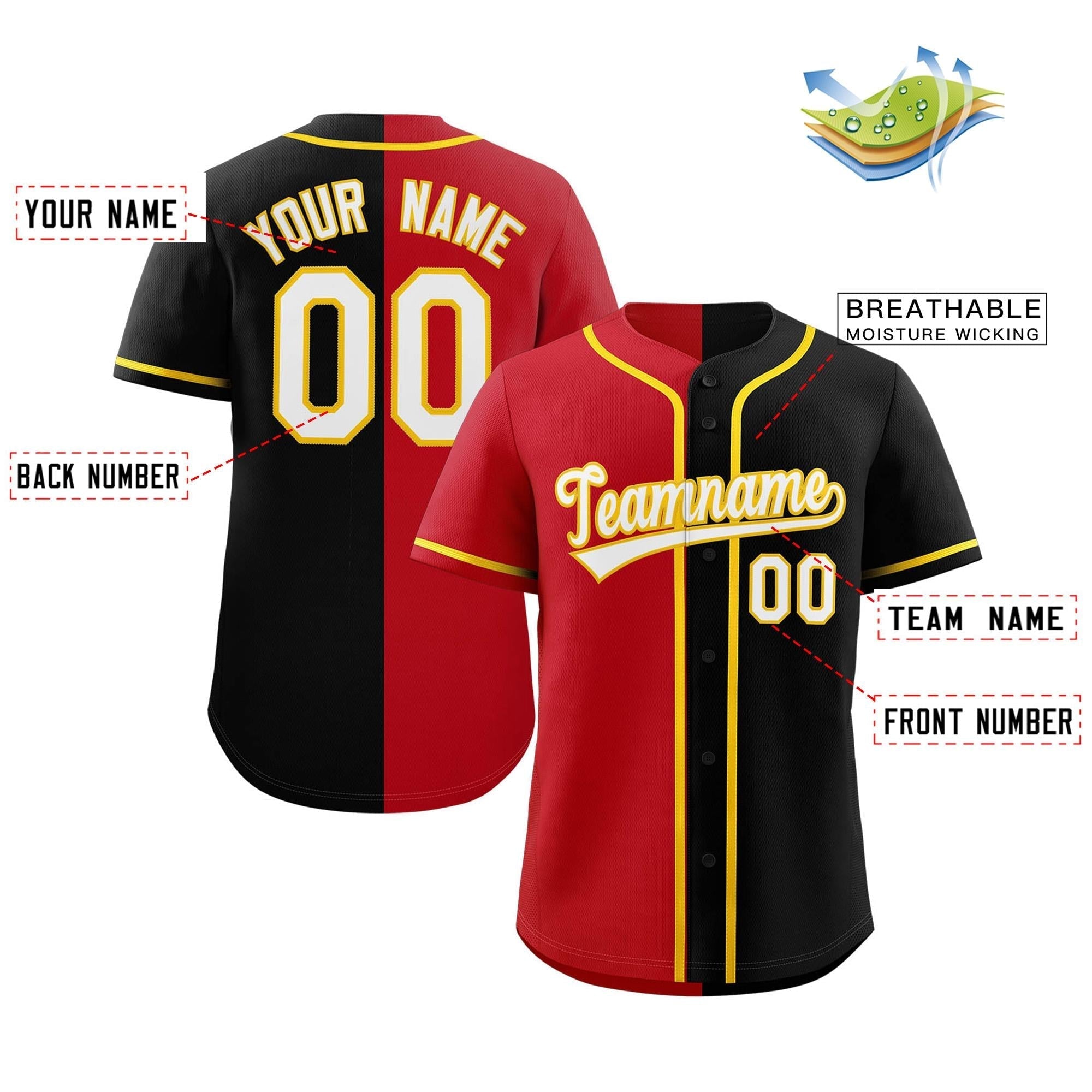 Custom Button Down Baseball Jersey Split Personalized Stitched Shirts for Adults/Youth