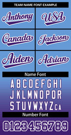 Custom Light Blue Purple Purple-White Gradient Fashion Authentic Two-Button Softball Jersey