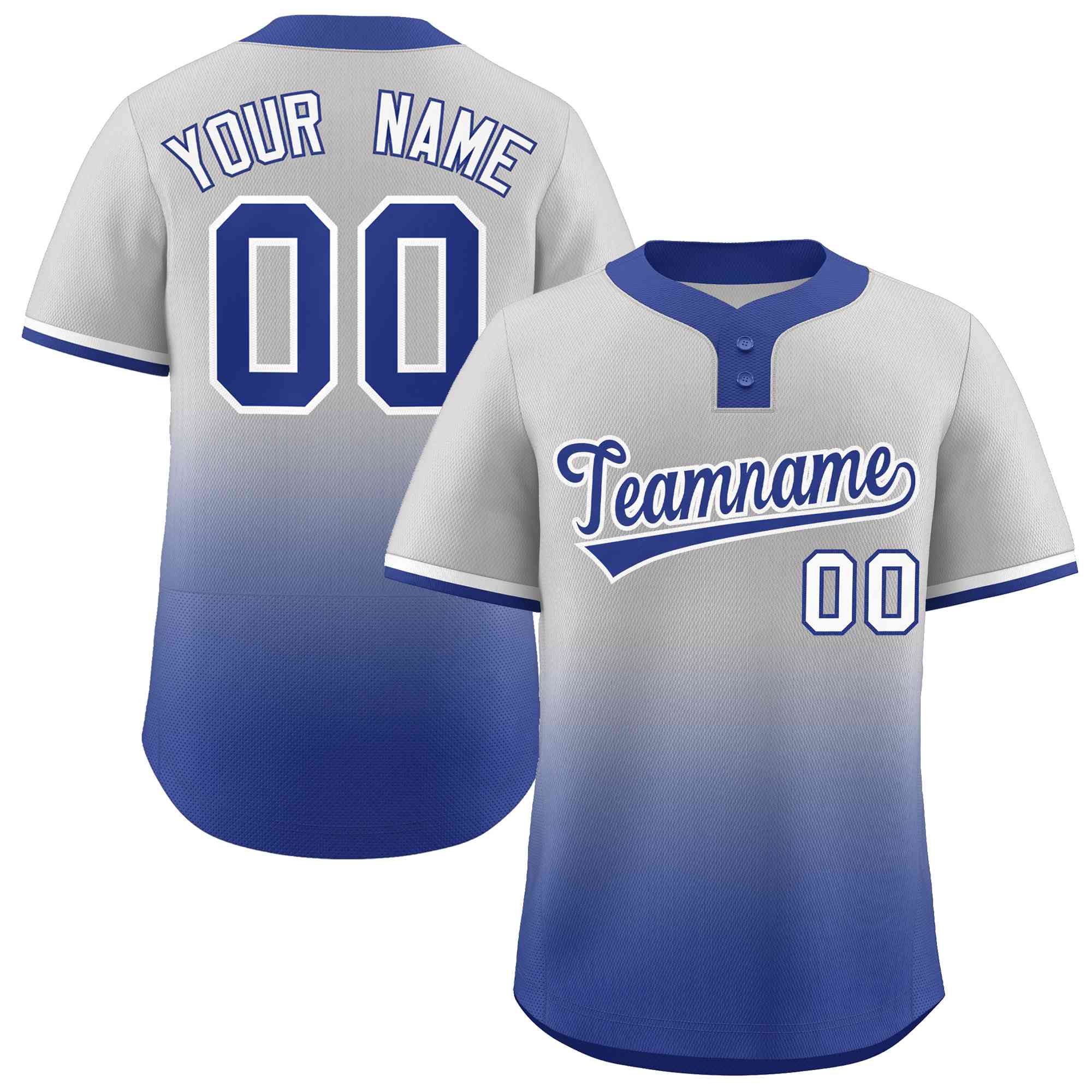 Custom Gray Royal Royal-White Gradient Fashion Authentic Two-Button Softball Jersey Main image