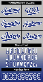 Custom Gray Royal Royal-White Gradient Fashion Authentic Two-Button Softball Jersey