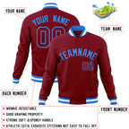 Custom Crimson Powder Blue Classic Style Varsity Full-Snap Letterman Jacket