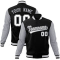Custom Black White-Black Raglan Sleeves Varsity Full-Snap Letterman Jacket