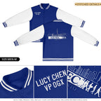 Custom Royal White Raglan Sleeves Varsity Full-Snap Letterman Jacket