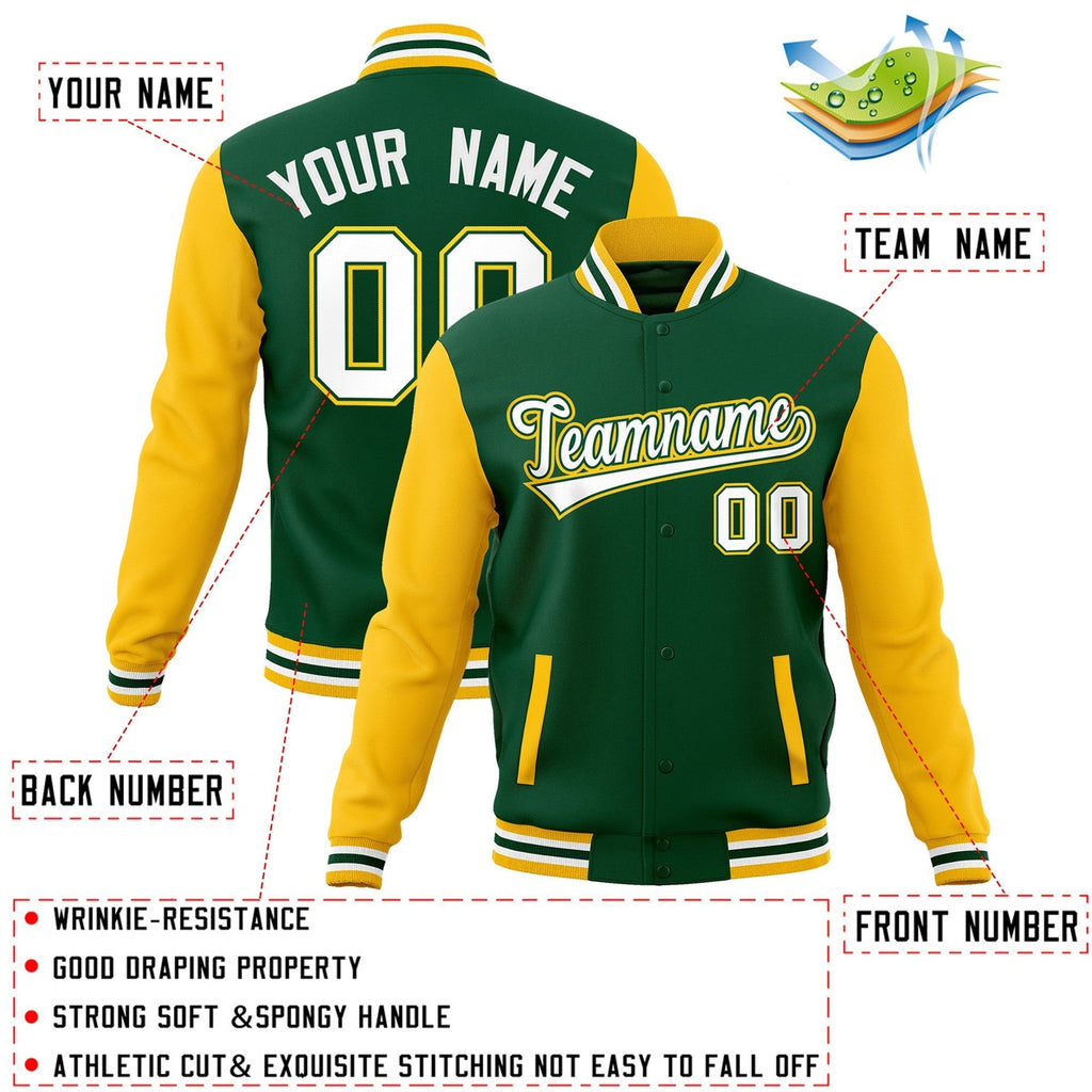 Custom Stitched Varsity Raglan Sleeves Letterman Baseball Jacket