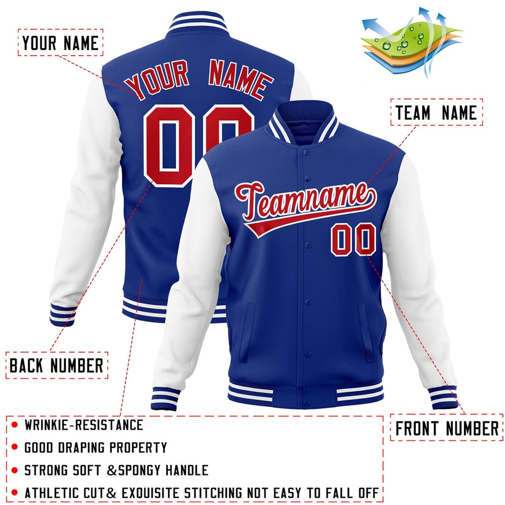Custom Personalized Varsity Raglan Sleeves Letterman Baseball Jacket Stitched Name Number