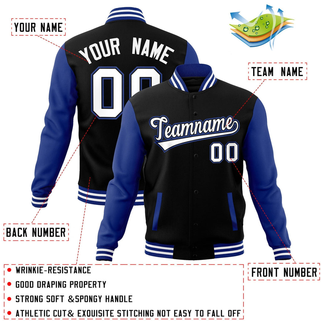 Custom Stitched Varsity Raglan Sleeves Letterman Baseball Jacket