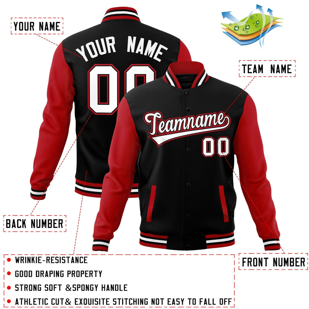 Custom Stitched Varsity Raglan Sleeves Letterman Baseball Jacket