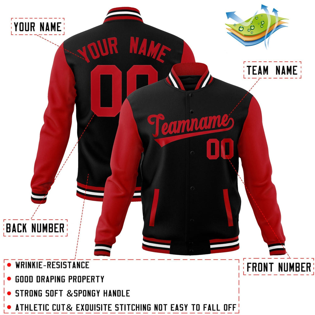 Custom Personalized Varsity Raglan Sleeves Letterman Baseball Jacket Stitched Name Number