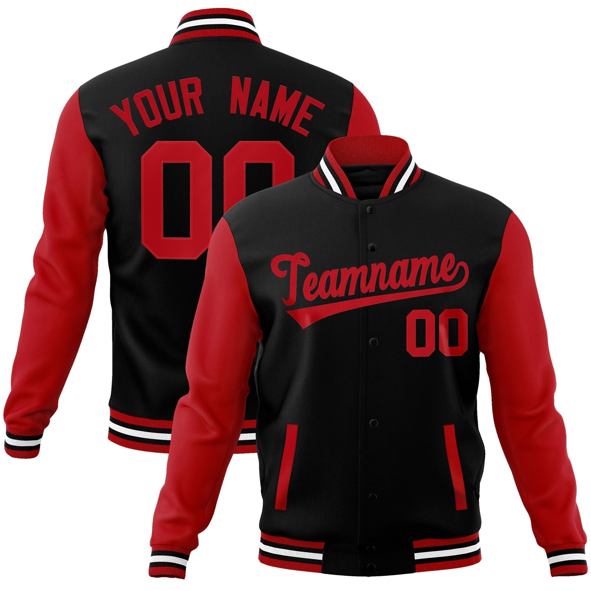 Custom Personalized Varsity Raglan Sleeves Letterman Baseball Jacket Stitched Name Number
