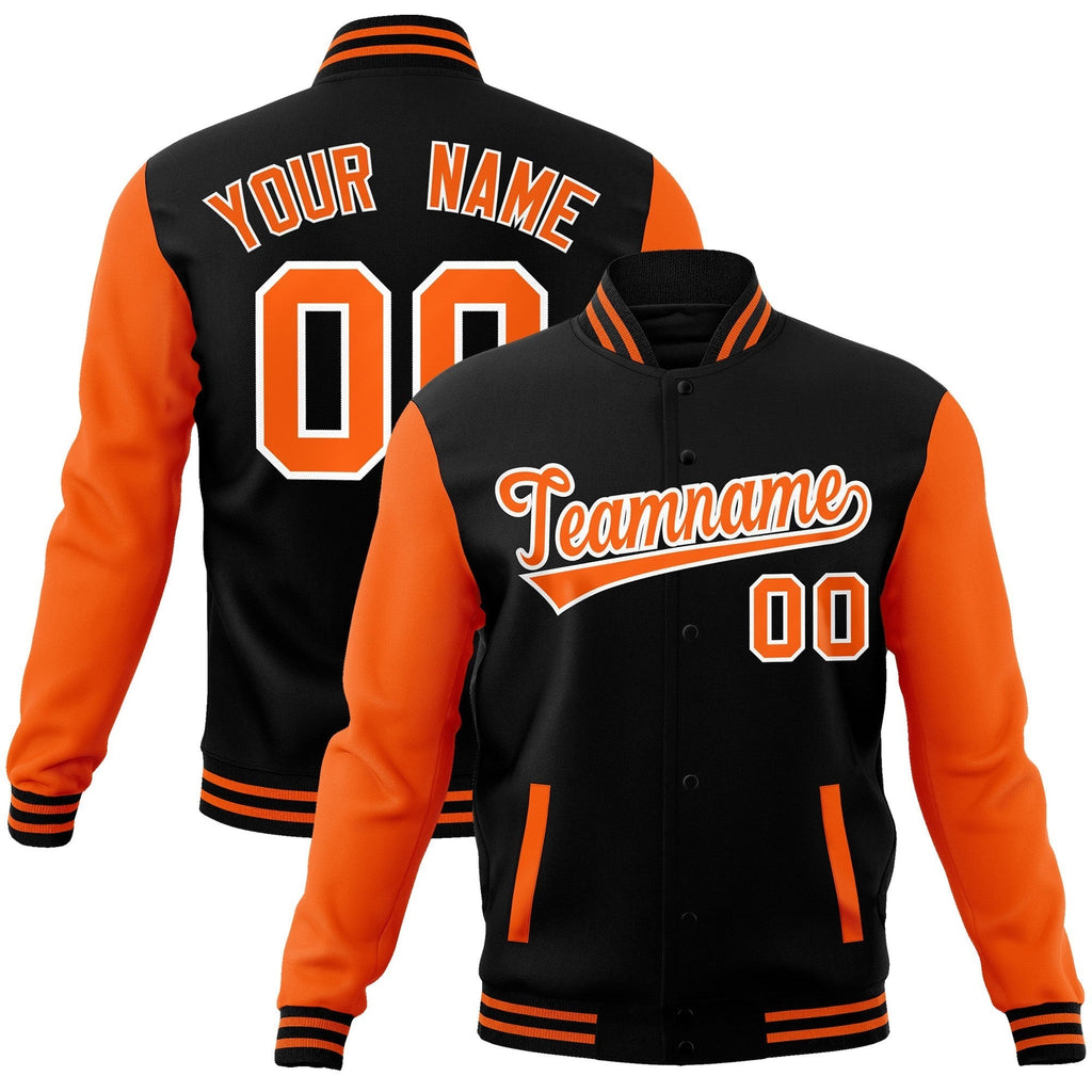 Custom Personalized Varsity Raglan Sleeves Letterman Baseball Jacket Stitched Name Number