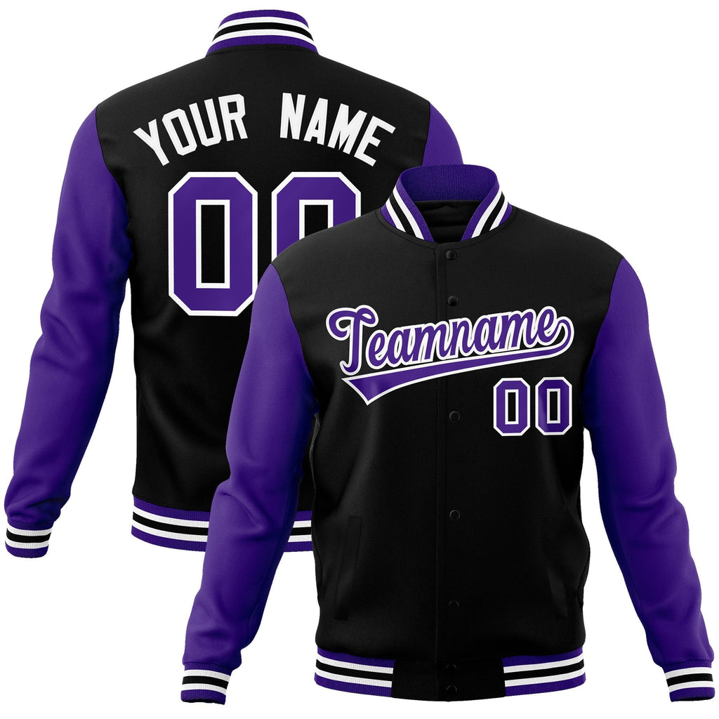 Custom Personalized Varsity Raglan Sleeves Letterman Baseball Jacket Stitched Name Number
