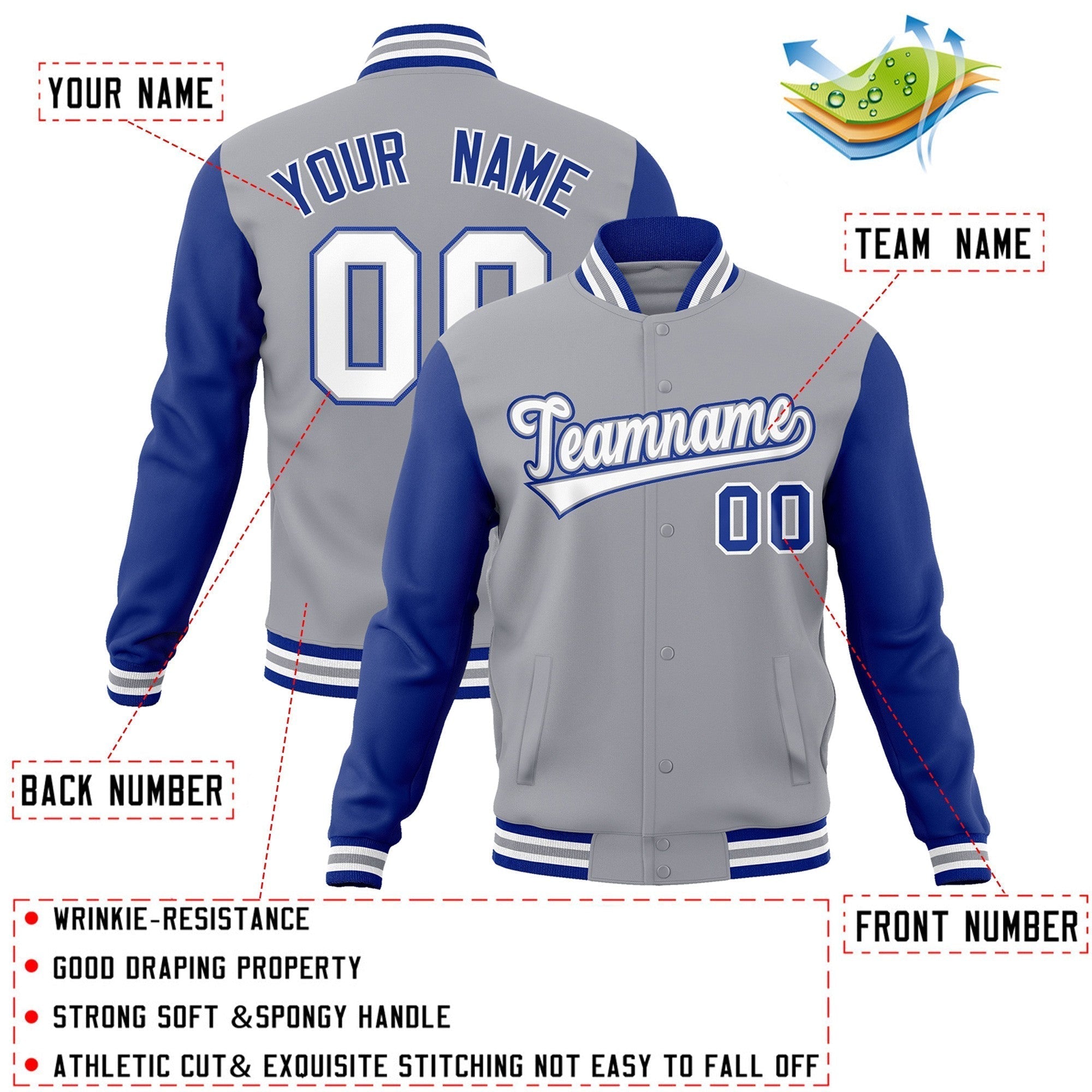 Custom Stitched Varsity Raglan Sleeves Letterman Baseball Jacket