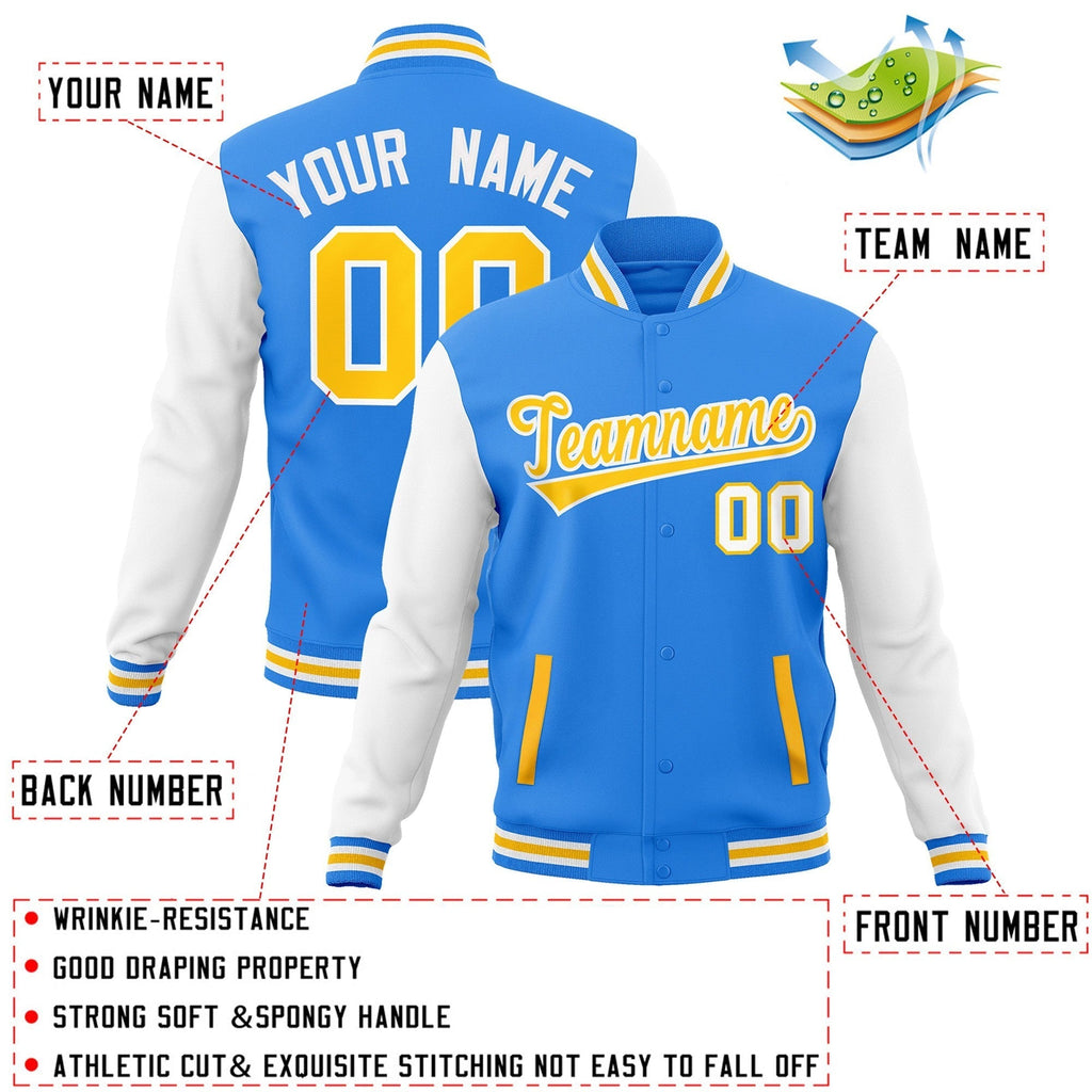 Custom Stitched Varsity Raglan Sleeves Letterman Baseball Jacket
