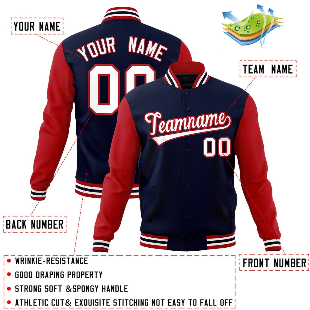 Custom Stitched Varsity Raglan Sleeves Letterman Baseball Jacket