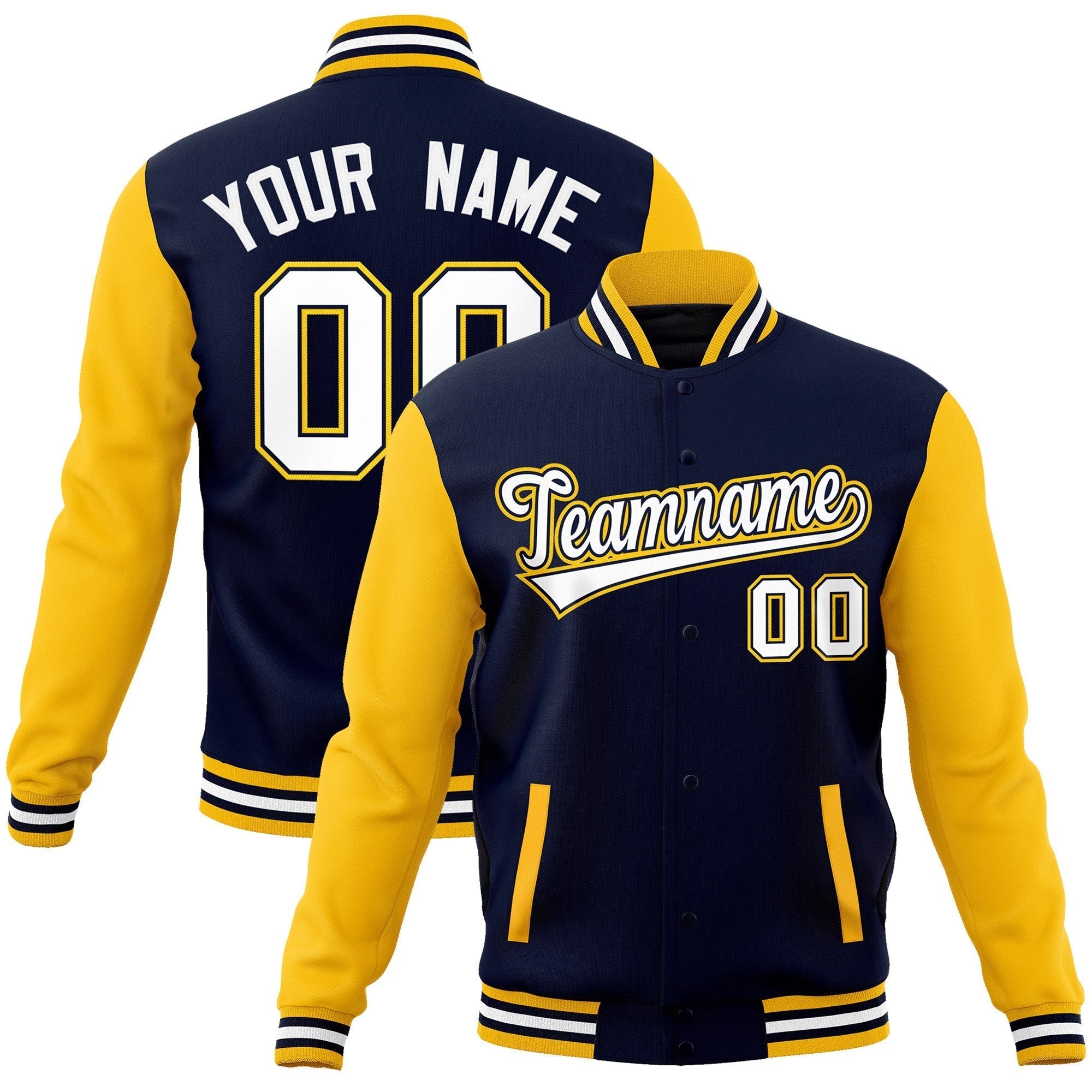 Custom Personalized Varsity Raglan Sleeves Letterman Baseball Jacket Stitched Name Number