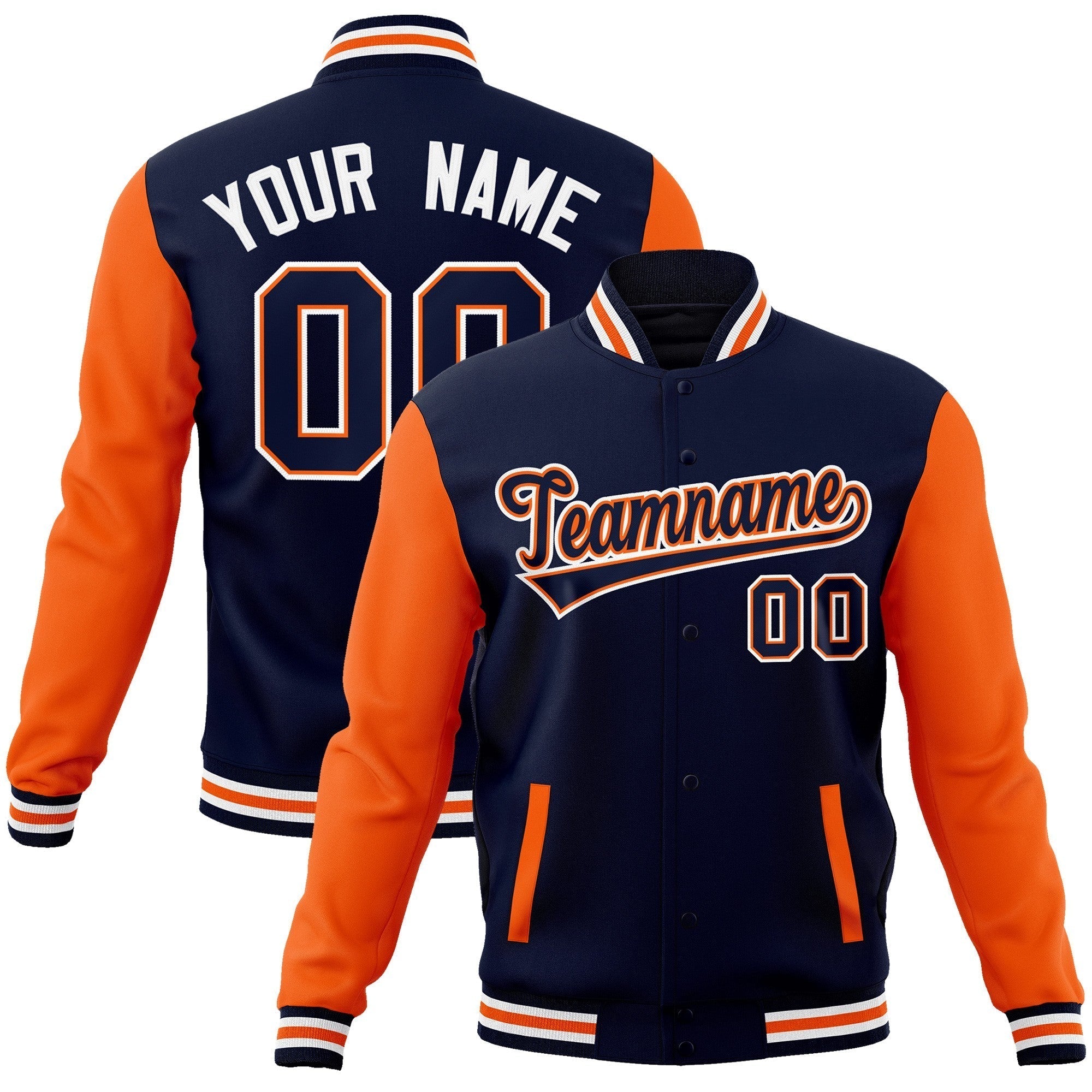 Custom Personalized Varsity Raglan Sleeves Letterman Baseball Jacket Stitched Name Number