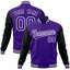 Custom Purple Purple-White Raglan Sleeves Varsity Full-Snap Letterman Jacket