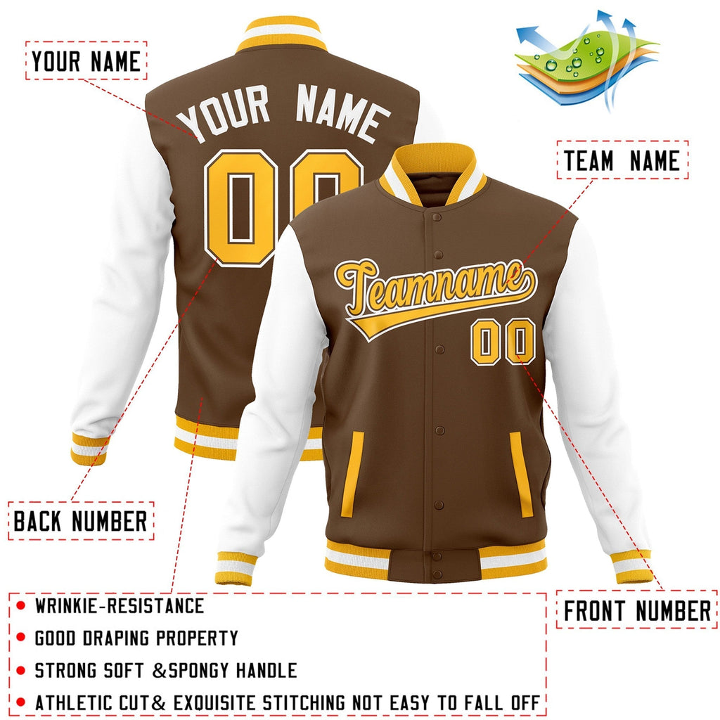 Custom Personalized Varsity Raglan Sleeves Letterman Baseball Jacket Stitched Name Number