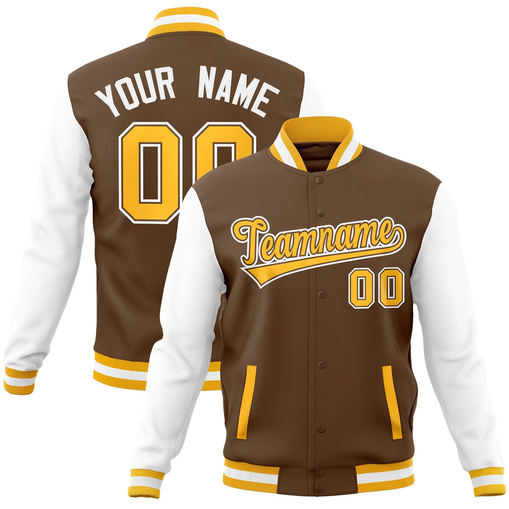 Custom Personalized Varsity Raglan Sleeves Letterman Baseball Jacket Stitched Name Number