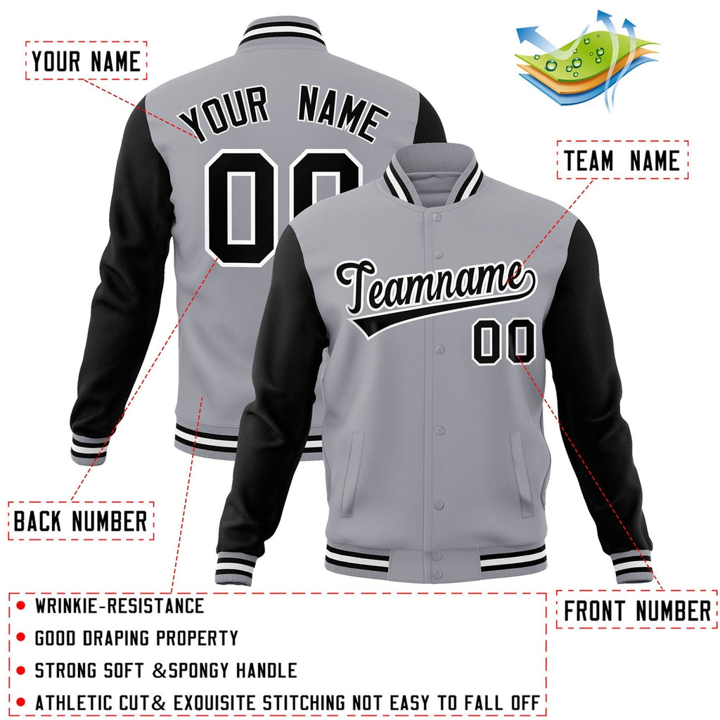 Custom Personalized Varsity Raglan Sleeves Letterman Baseball Jacket Stitched Name Number