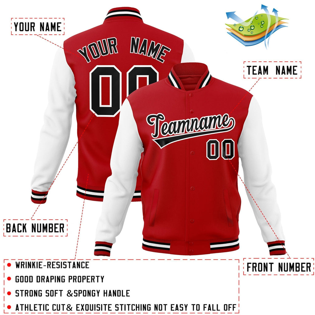 Custom Personalized Varsity Raglan Sleeves Letterman Baseball Jacket Stitched Name Number