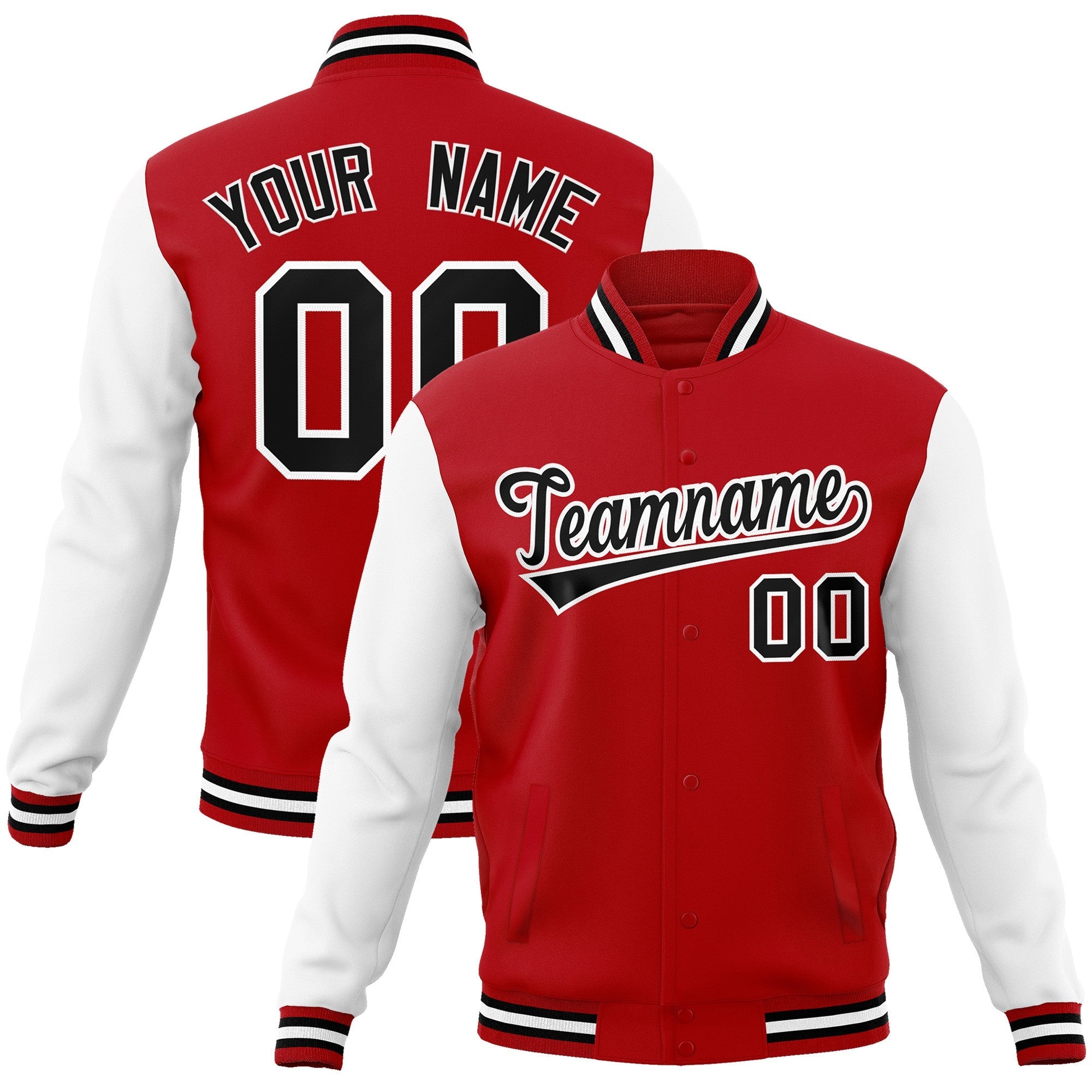 Custom Personalized Varsity Raglan Sleeves Letterman Baseball Jacket Stitched Name Number