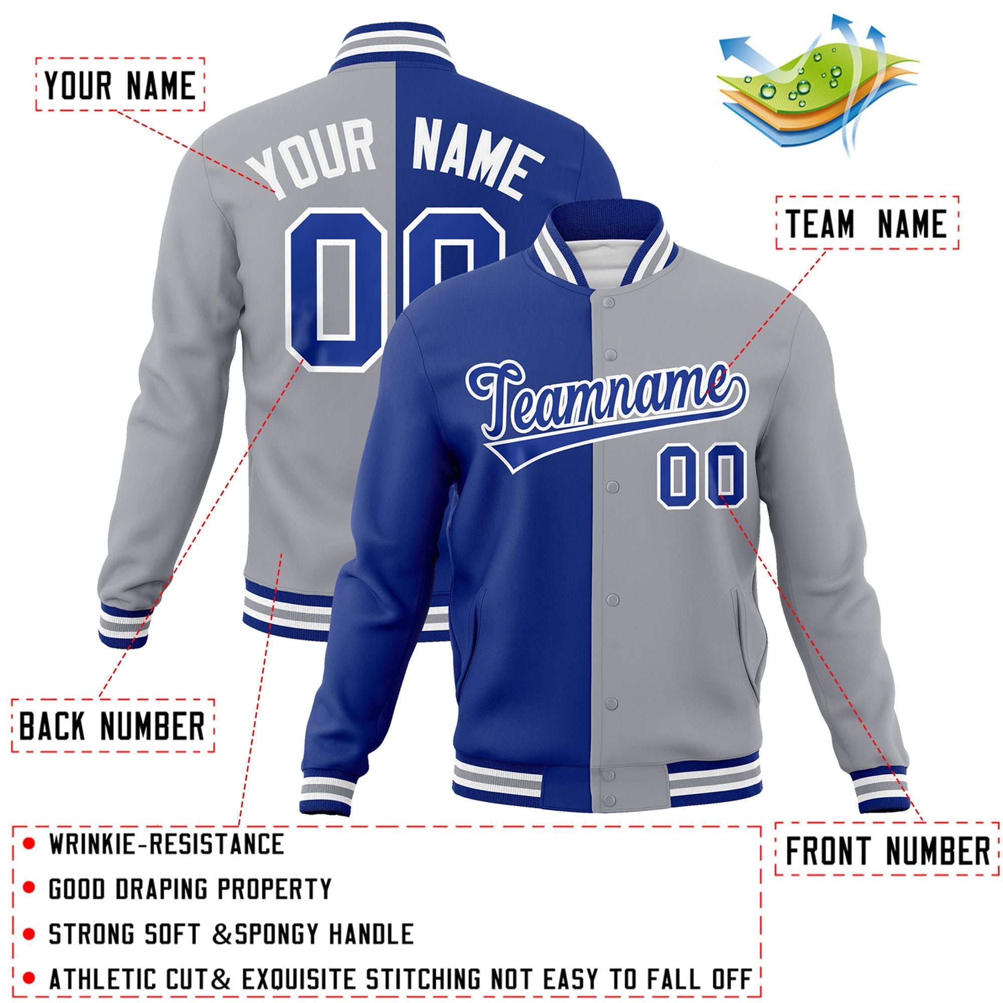 Custom Split Fashion Varsity Baseball Jacket Windbreaker Coats for Adults