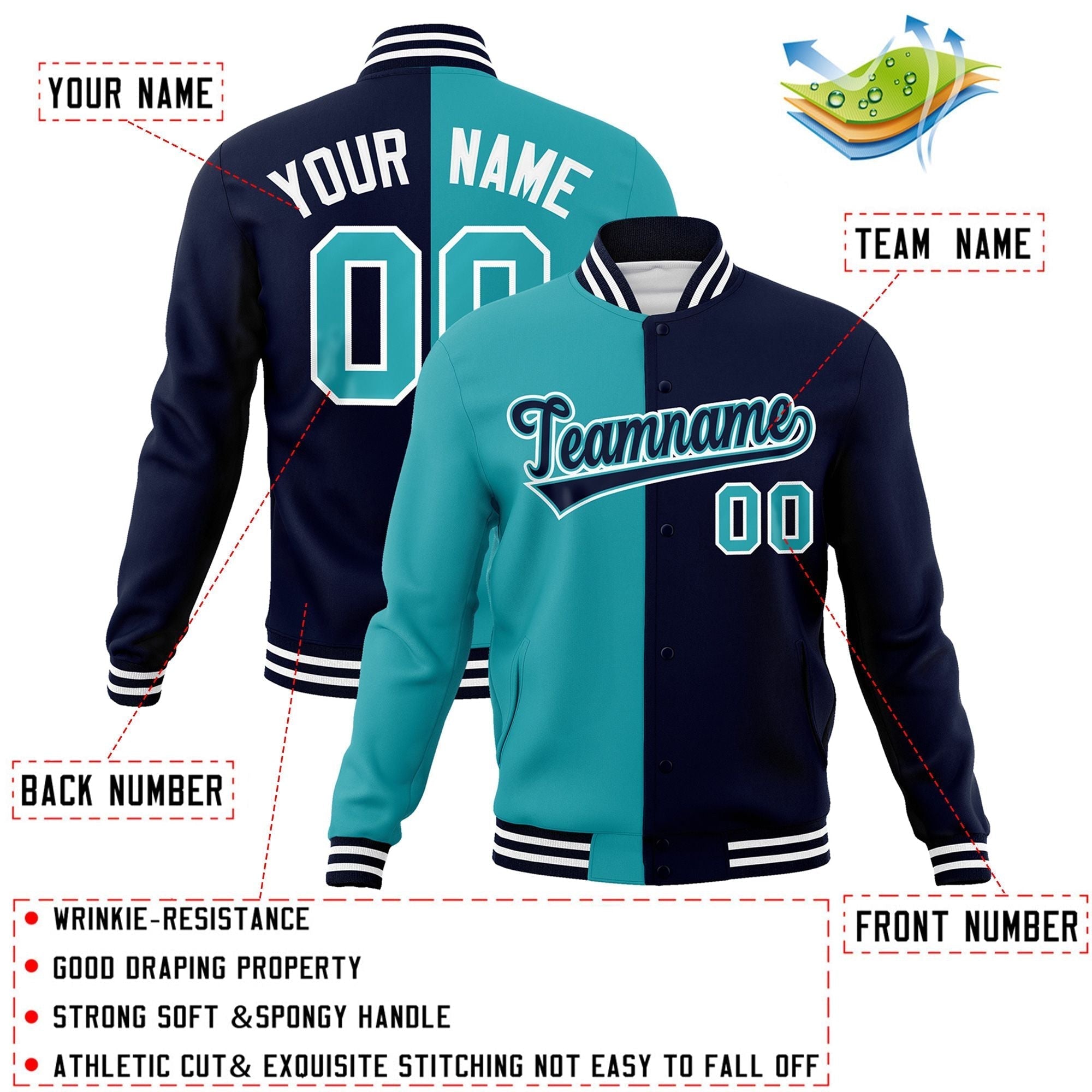 Custom Split Fashion Varsity Baseball Jacket Windbreaker Coats for Adults