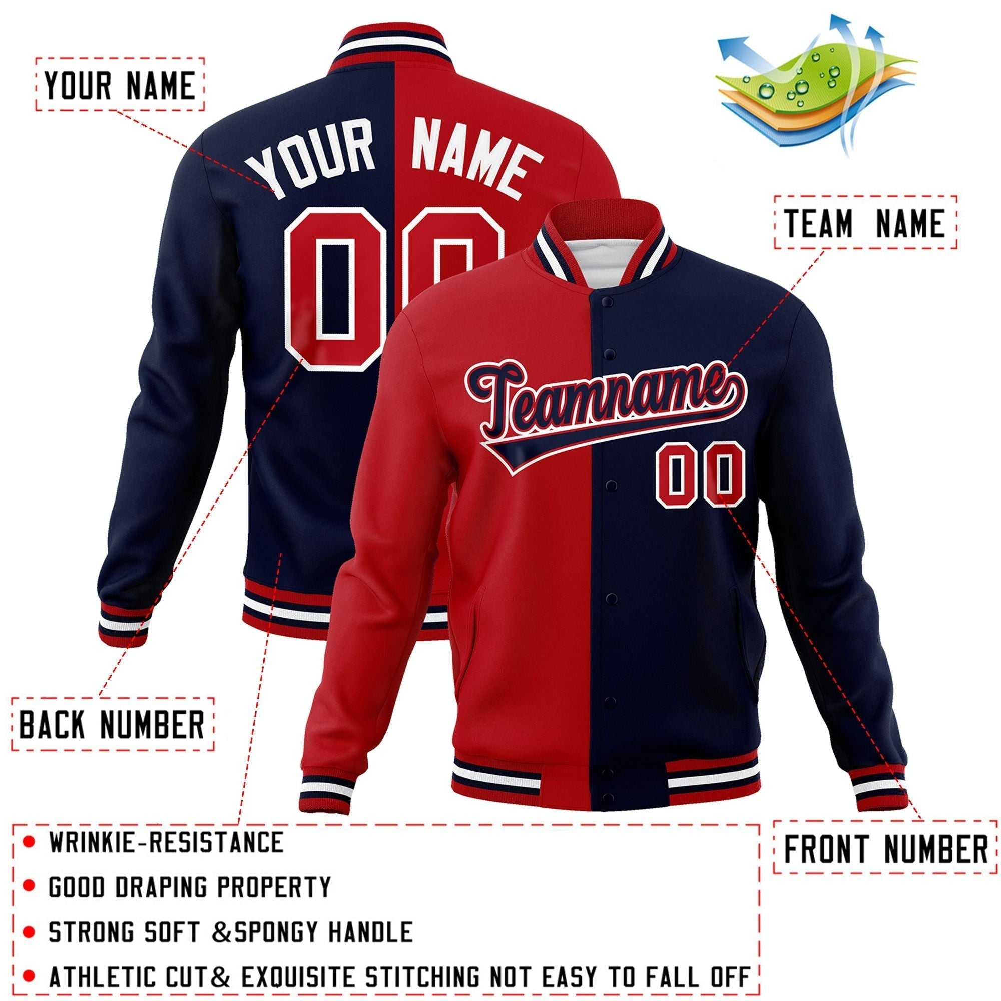 Custom Split Fashion Varsity Baseball Jacket Windbreaker Coats for Adults
