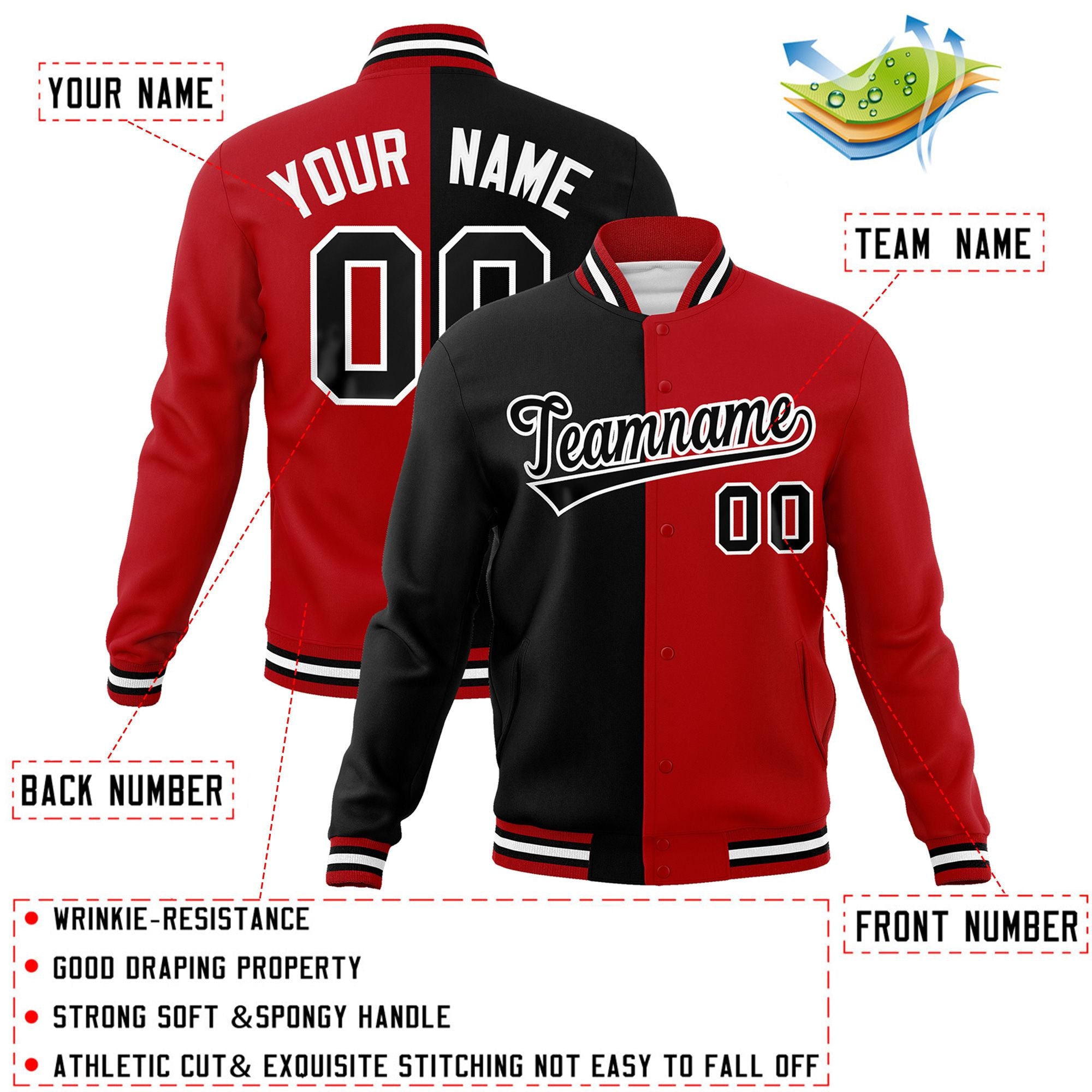 Custom Split Fashion Varsity Baseball Jacket Windbreaker Coats for Adults