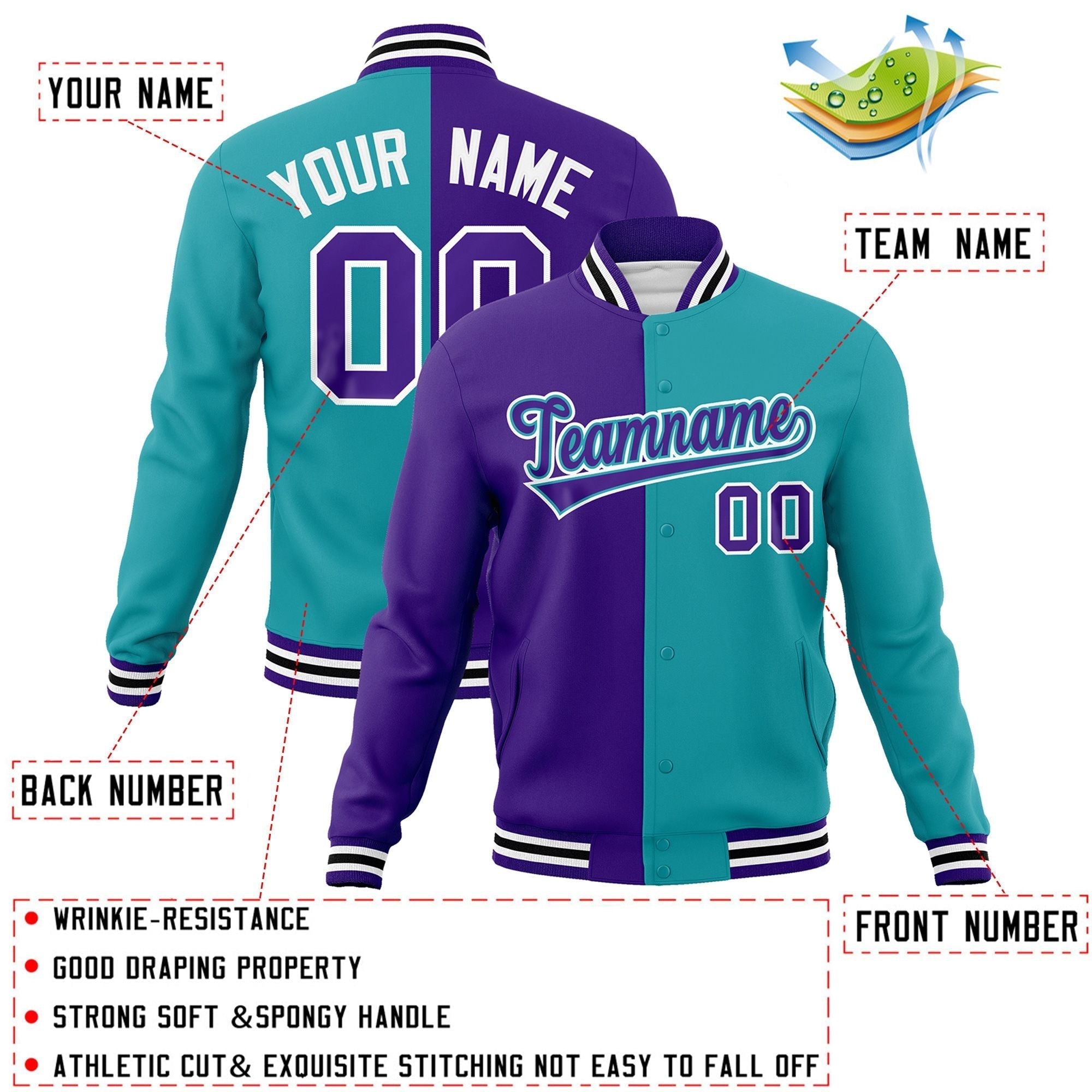 Custom Split Fashion Varsity Baseball Jacket Windbreaker Coats for Adults