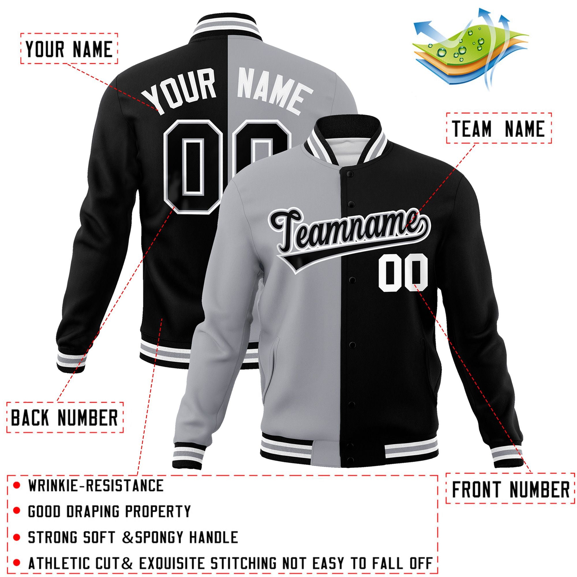 Custom Split Fashion Varsity Baseball Jacket Windbreaker Coats for Adults