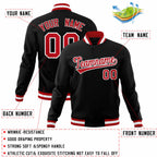 Custom Black Red-White Classic Style Varsity Full-Snap Letterman Jacket