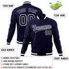 Custom Navy Navy-White Classic Style Varsity Full-Snap Letterman Jacket
