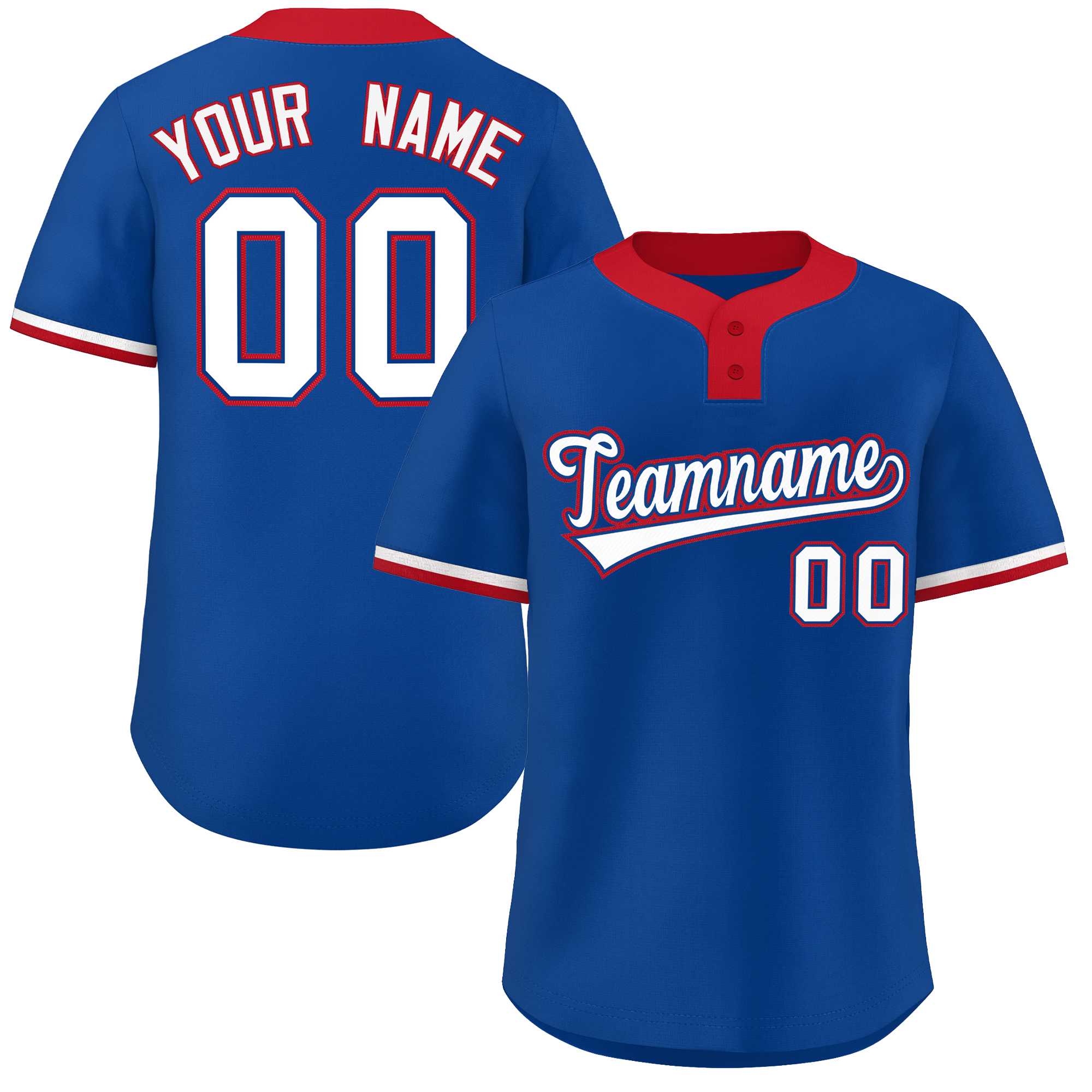Custom Royal White-Red Classic Style Authentic Two-Button Softball Jersey Main image