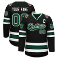 Custom Black Green-White Classic Style Hockey Jersey