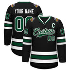 Custom Black Green-White Classic Style Hockey Jersey