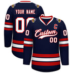 Custom Navy White-Red Classic Style Hockey Jersey