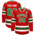 Custom Red Kelly Green-White Classic Style Hockey Jersey
