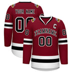 Custom Crimson Black-White Classic Style Hockey Jersey