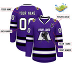 Custom Purple White-Black Classic Style Hockey Jersey