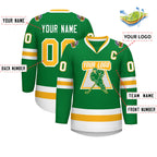 Custom Kelly Green Gold-White Classic Style Hockey Jersey