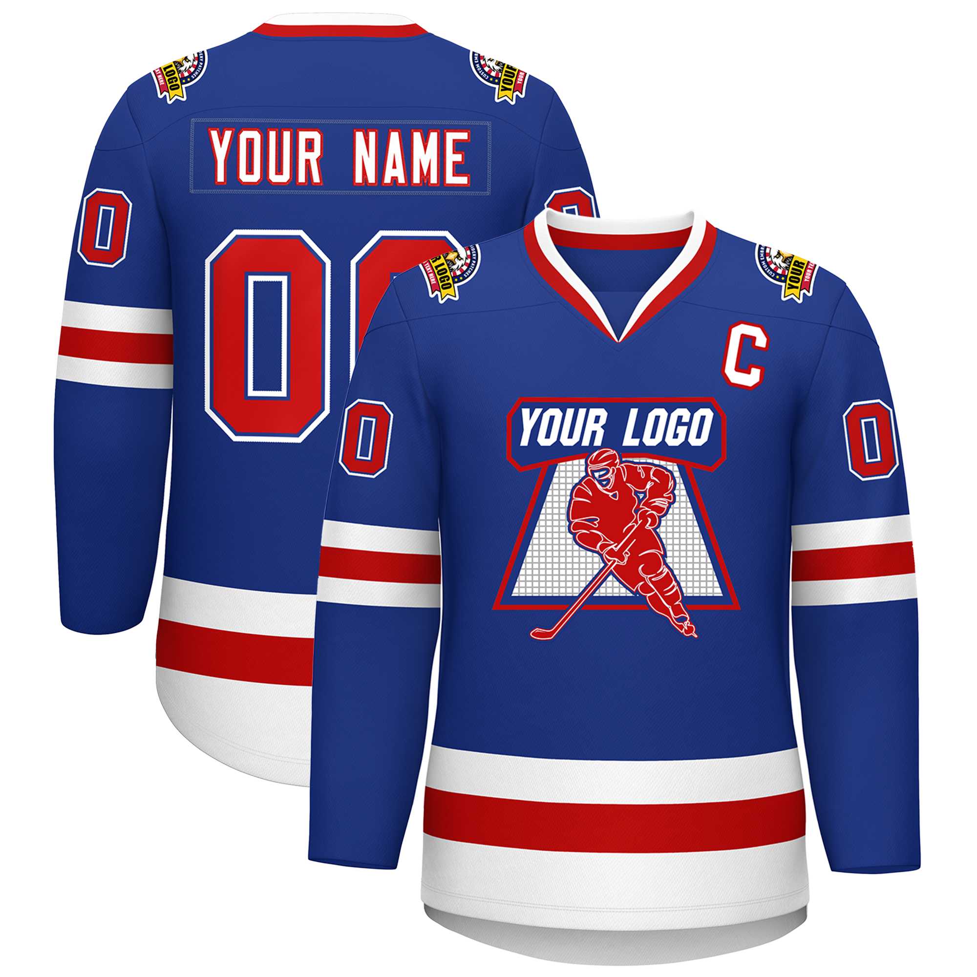 Custom Royal Red Royal-White Classic Style Hockey Jersey Main image