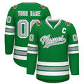 Custom Kelly Green Gray-White Classic Style Hockey Jersey