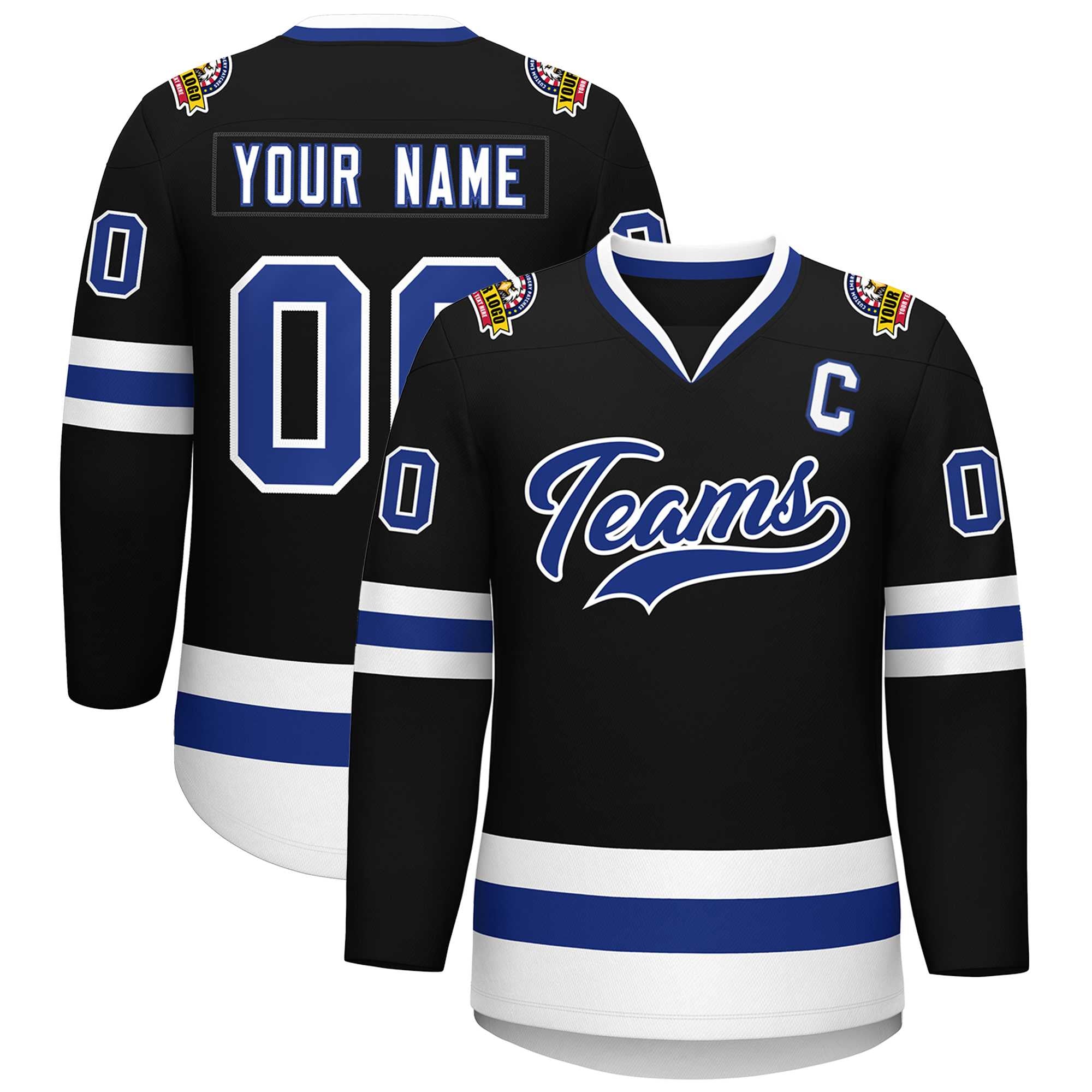 Custom Black Royal-White Classic Style Hockey Jersey Main image