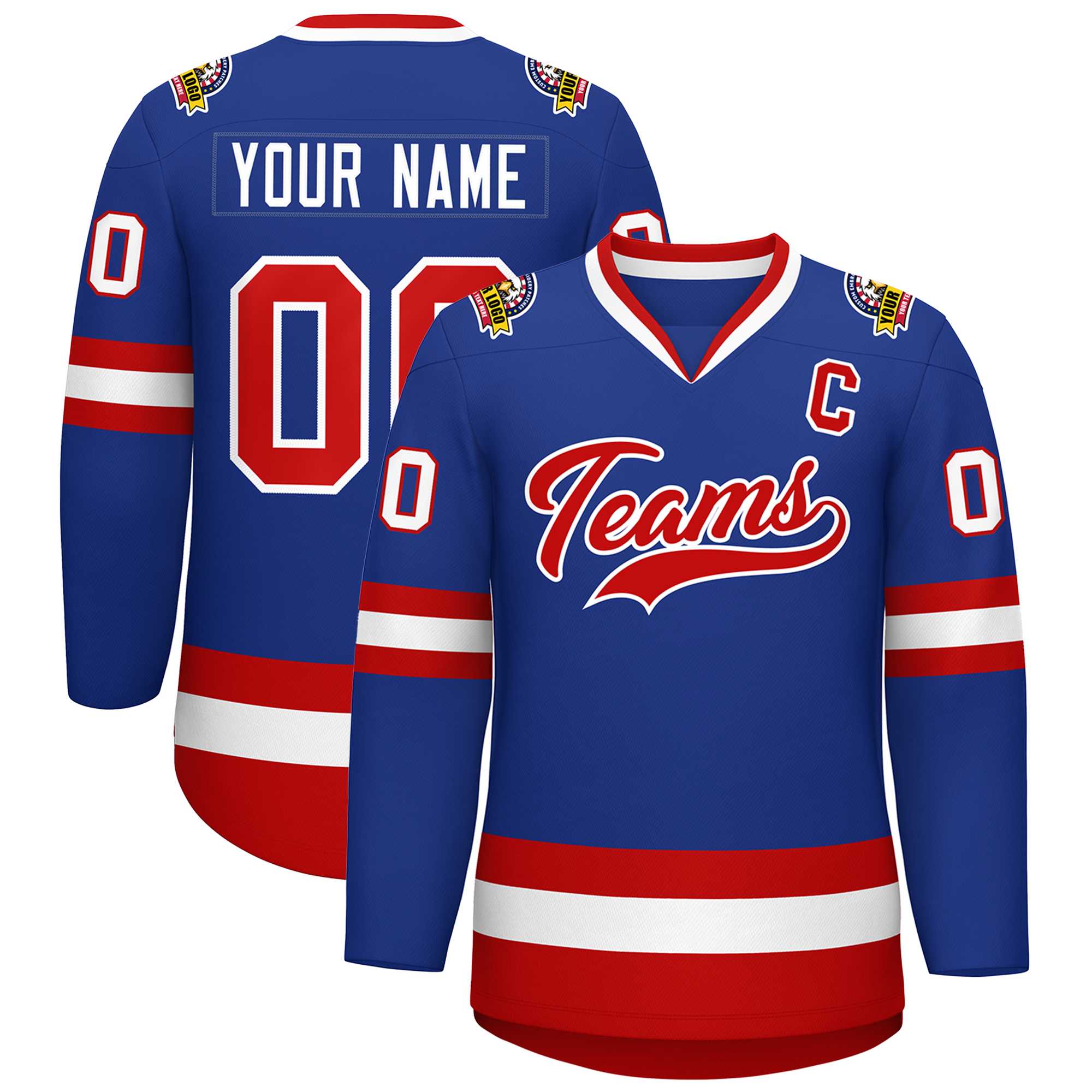 Custom Royal Red-White Classic Style Hockey Jersey Main image